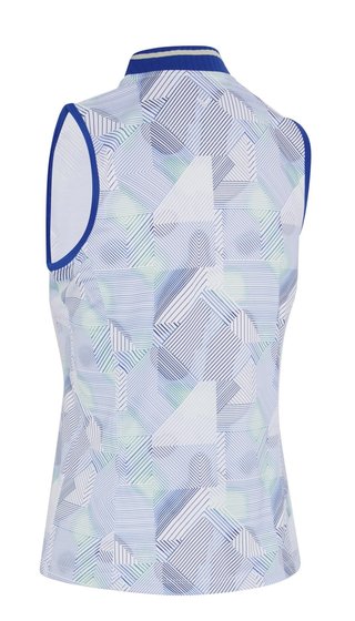 Callaway Sleeveless Rib Collar 1/4 Zip damskie polo, biało/granatowe
