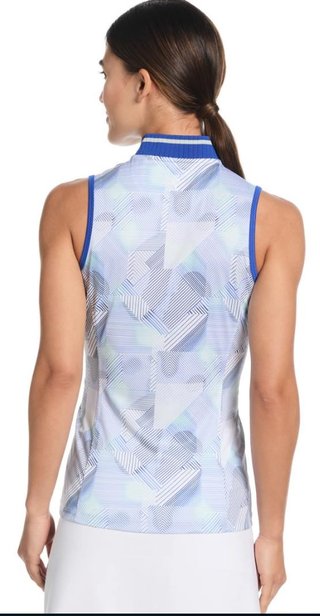Callaway Sleeveless Rib Collar 1/4 Zip damskie polo, biało/granatowe
