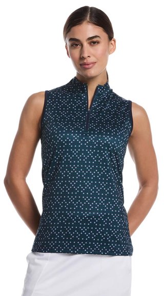 Callaway Sleeveless Framing Geo Print 1/4-Zip damskie polo, peacoat