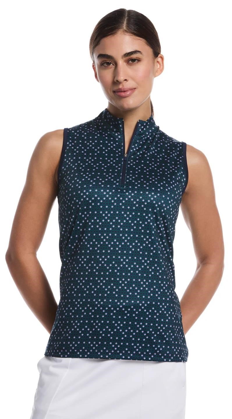 Callaway Sleeveless Framing Geo Print 1/4-Zip damskie polo, peacoat