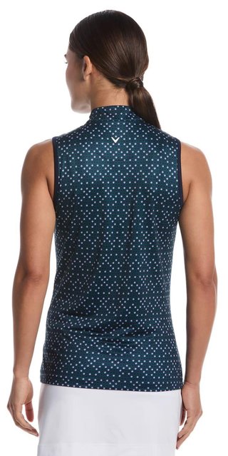 Callaway Sleeveless Framing Geo Print 1/4-Zip damskie polo, peacoat