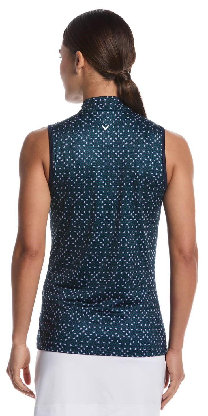 Callaway Sleeveless Framing Geo Print 1/4-Zip damskie polo, peacoat