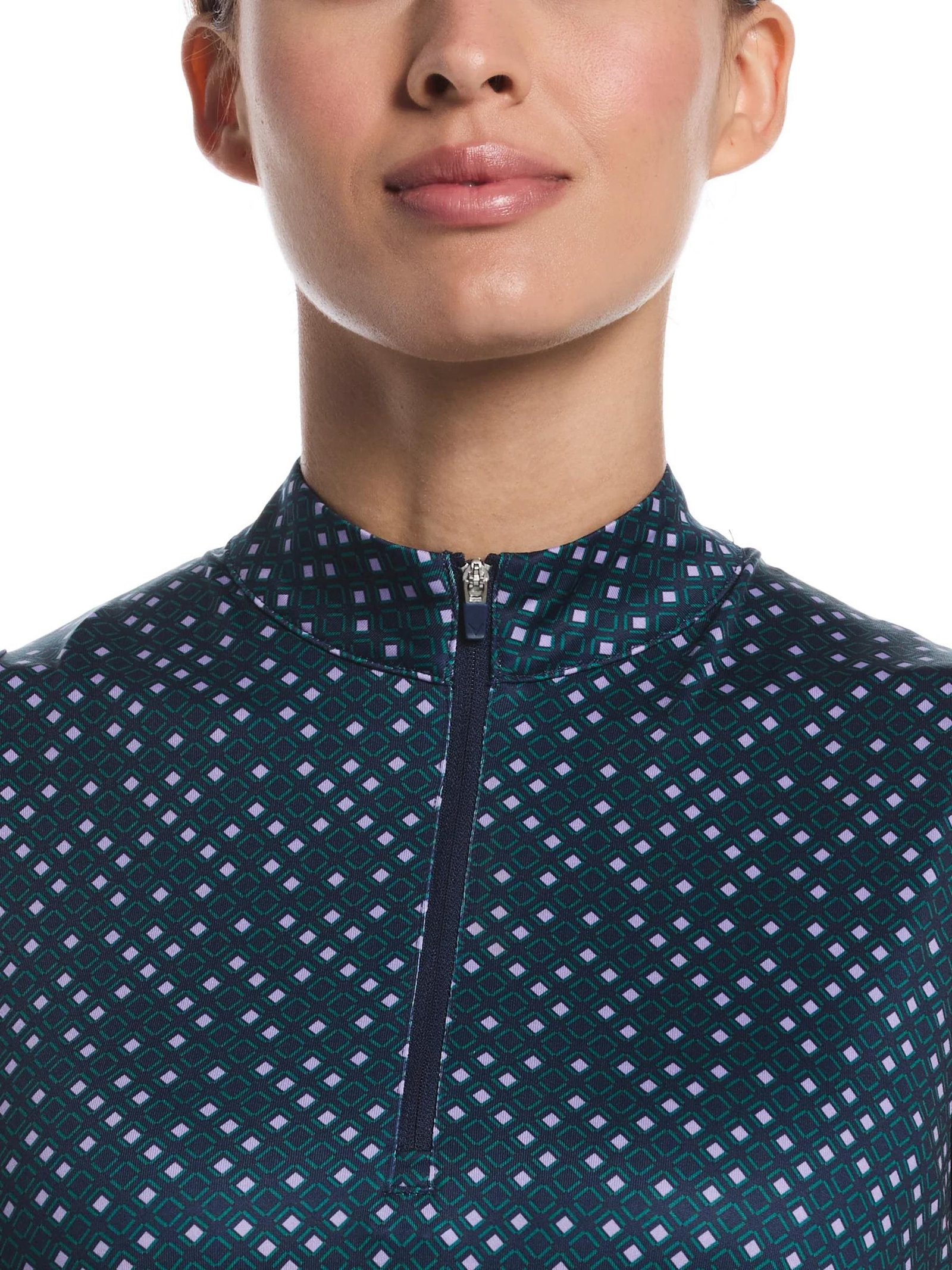 Callaway Sleeveless Framing Geo Print 1/4-Zip damskie polo, peacoat