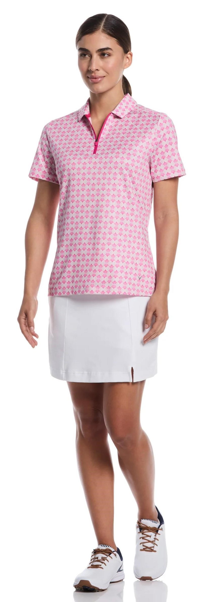 Callaway Deco Geo Print Sleeveless damskie polo, fuchsia purple