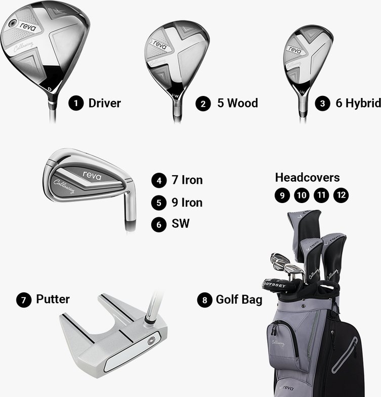 Callaway Reva 8PC Black damski zestaw golfowy, stal/grafit