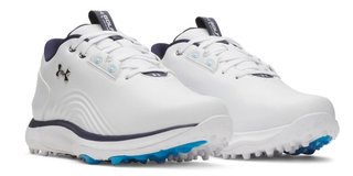 Under Armour Drive Fade 2 Spikeless męskie buty golfowe, white/metallic silver