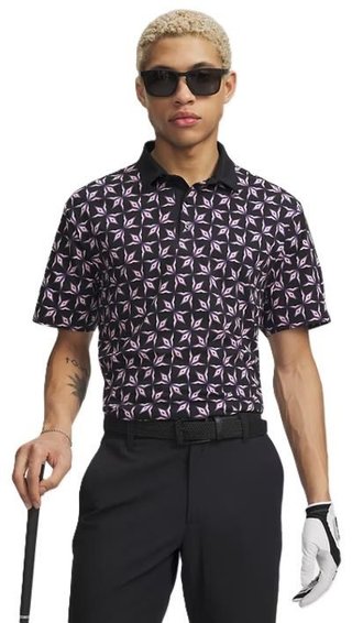 Under Armour ArmourDry Printed męskie polo, black/posh pink/white