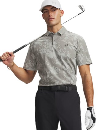Under Armour Drive Chill Printed męskie polo, titanium/clay green/black
