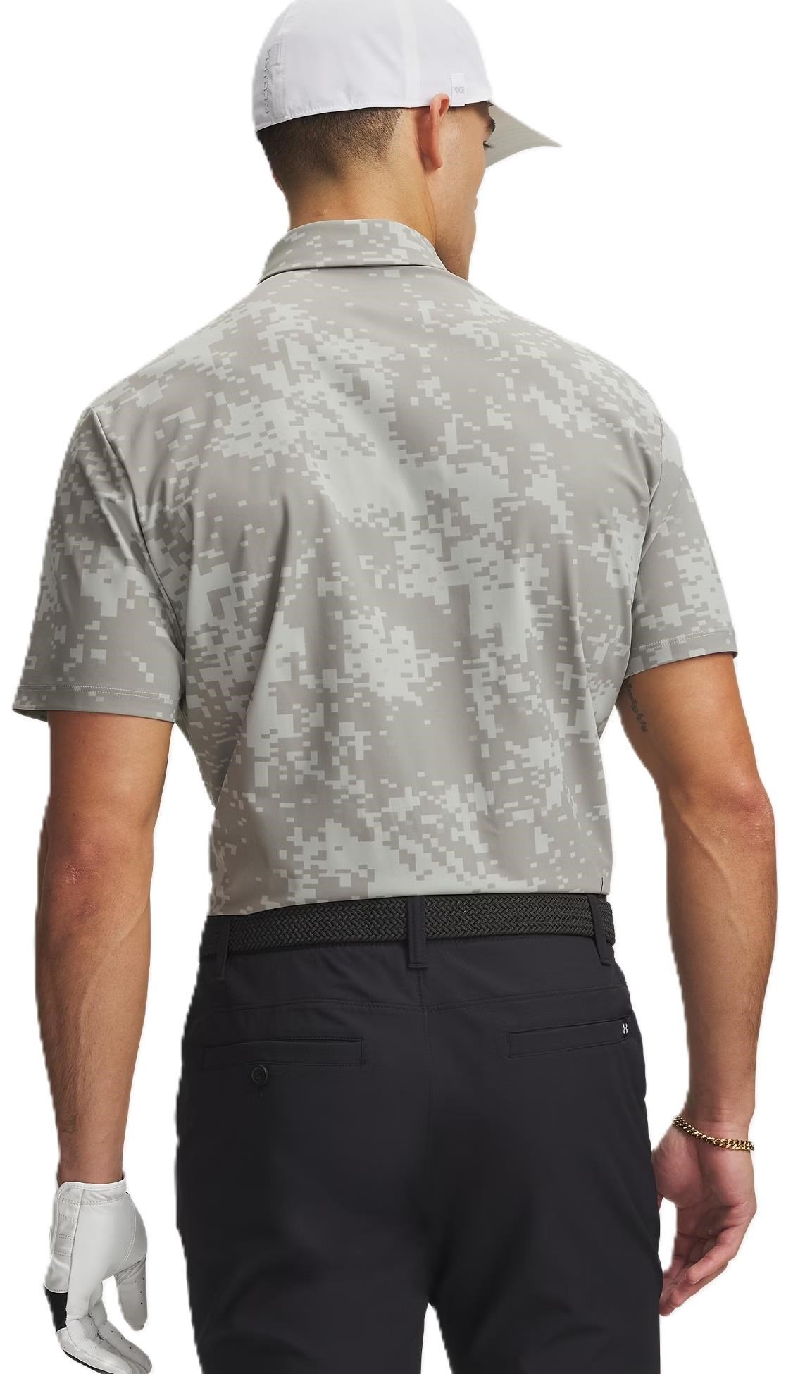 Under Armour Drive Chill Printed męskie polo, titanium/clay green/black