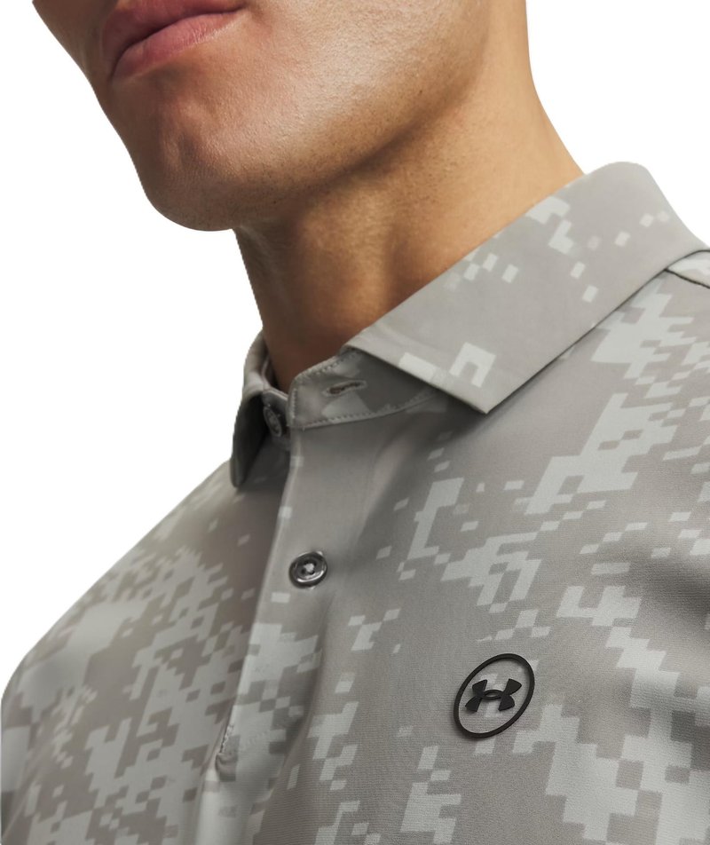 Under Armour Drive Chill Printed męskie polo, titanium/clay green/black