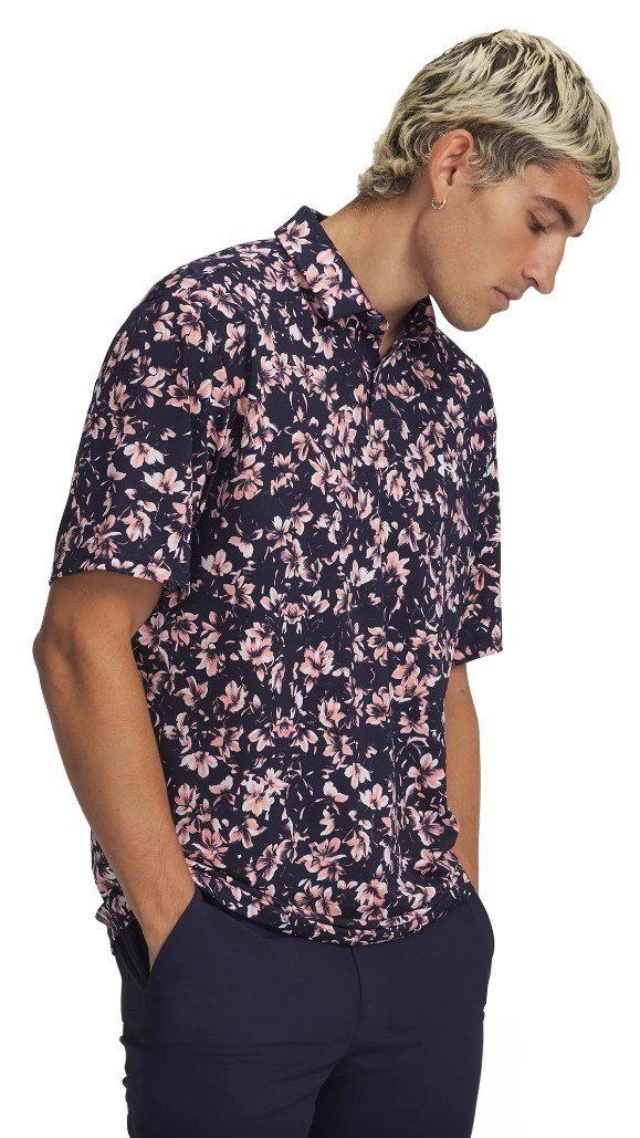Under Armour Matchplay Printed męska koszulka polo, midnight navy/posh pink