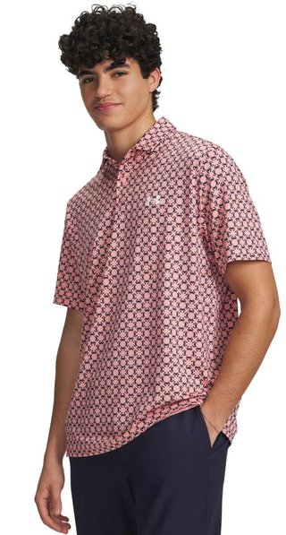 Under Armour Matchplay Printed męska koszulka polo, posh pink/midnight navy