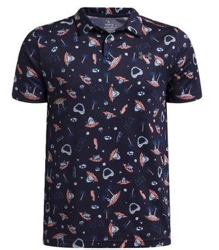 Under Armour Matchplay Printed dziecięce polo, midnight navy/posh pink/castlerock