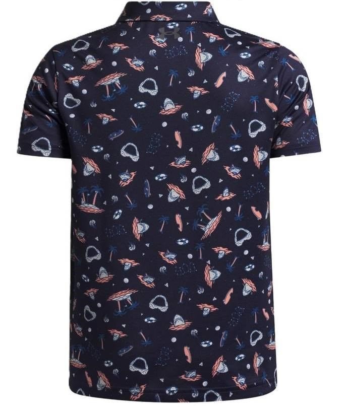 Under Armour Matchplay Printed dziecięce polo, midnight navy/posh pink/castlerock