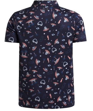 Under Armour Matchplay Printed dziecięce polo, midnight navy/posh pink/castlerock