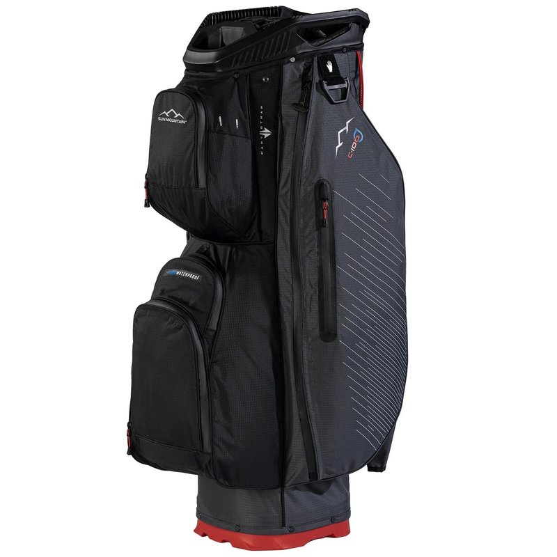 Sun Mountain H2NO C100 Waterproof cart bag 14 WAY, steel/black/red