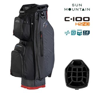 Sun Mountain H2NO C100 Waterproof cart bag 14 WAY, steel/black/red