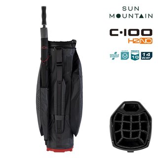 Sun Mountain H2NO C100 Waterproof cart bag 14 WAY, steel/black/red