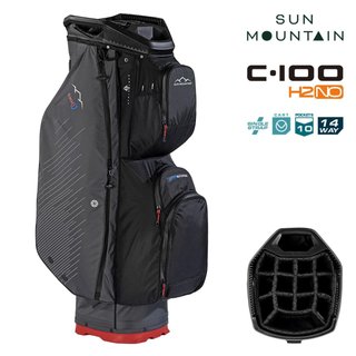 Sun Mountain H2NO C100 Waterproof cart bag 14 WAY, steel/black/red