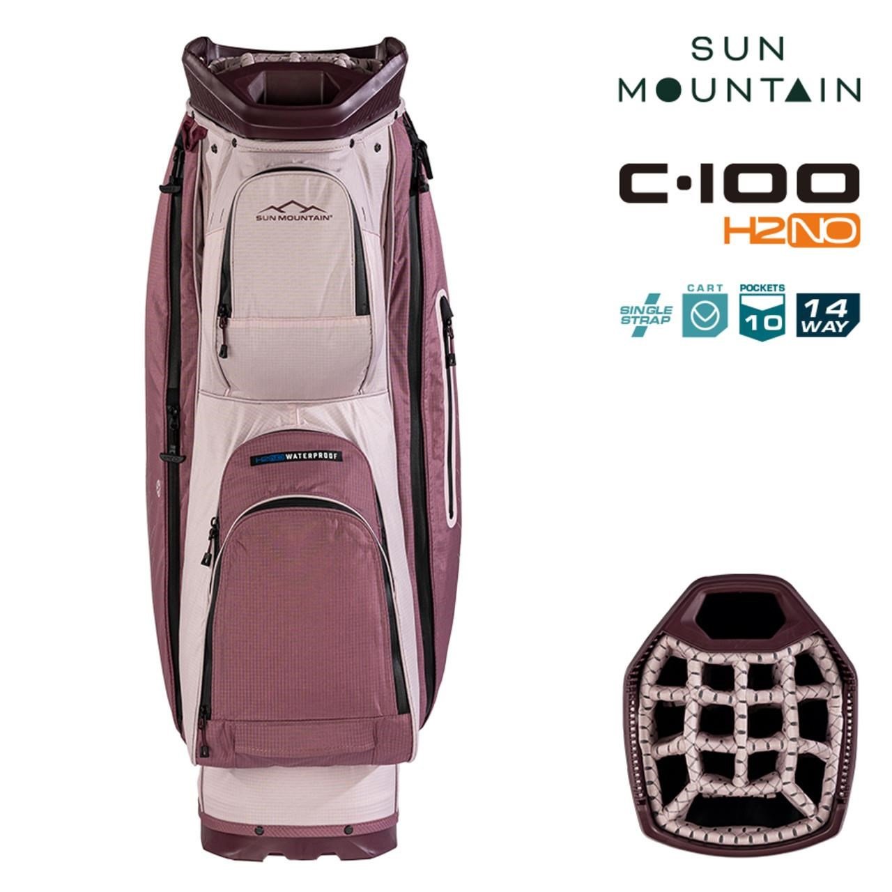 Sun Mountain H2NO C100 Waterproof cart bag 14 WAY, mauve/powder/wine