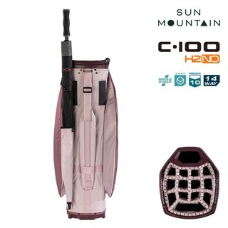 Sun Mountain H2NO C100 Waterproof cart bag 14 WAY, mauve/powder/wine