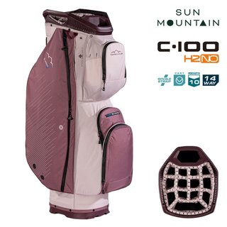 Sun Mountain H2NO C100 Waterproof cart bag 14 WAY, mauve/powder/wine