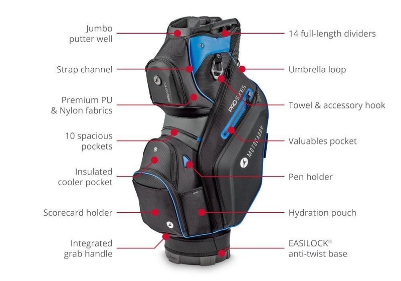 Motocaddy Pro-Series cart bag, czarno/szary