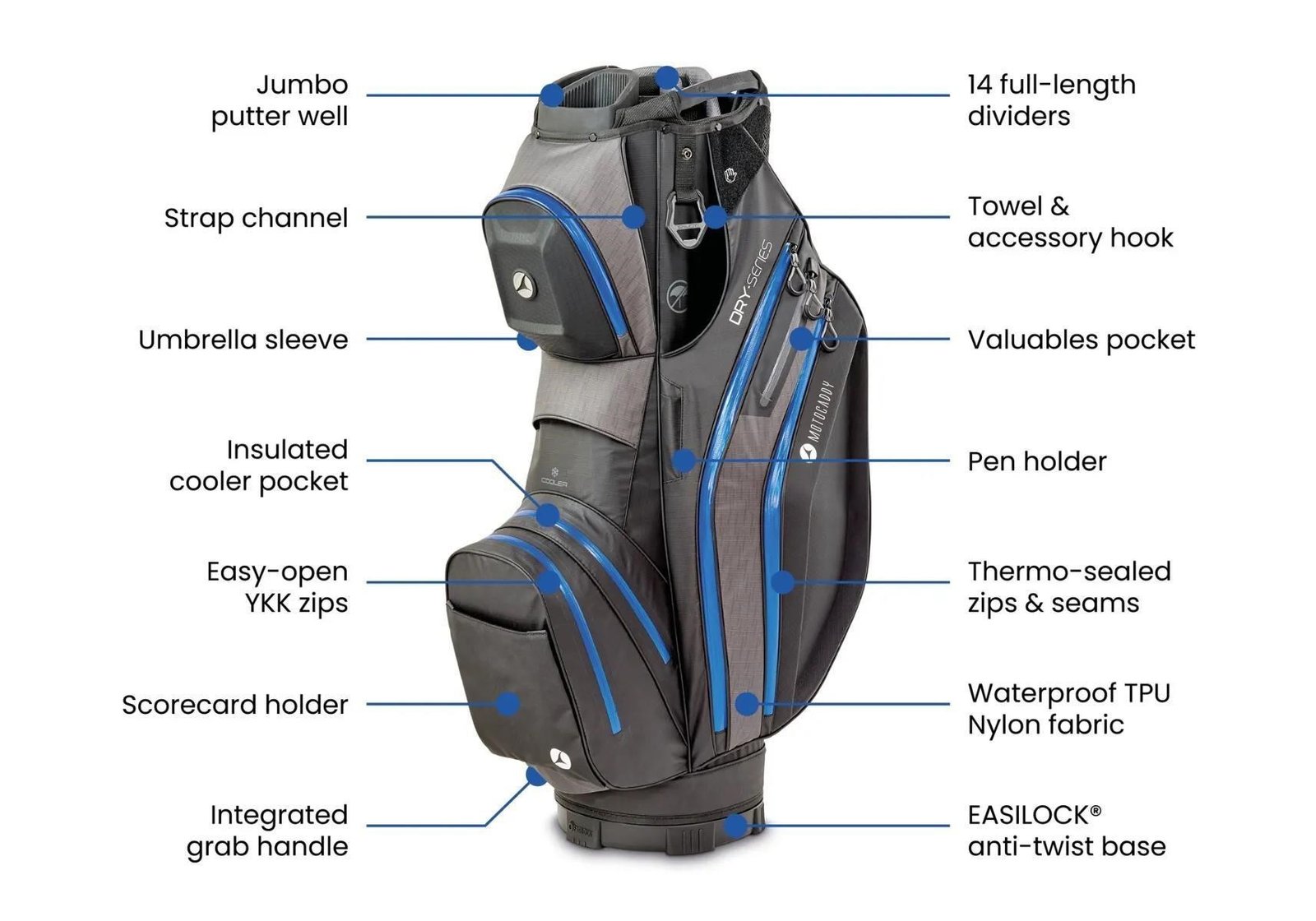 Motocaddy NEW Dry-Series cart bag, czarno/czerwony