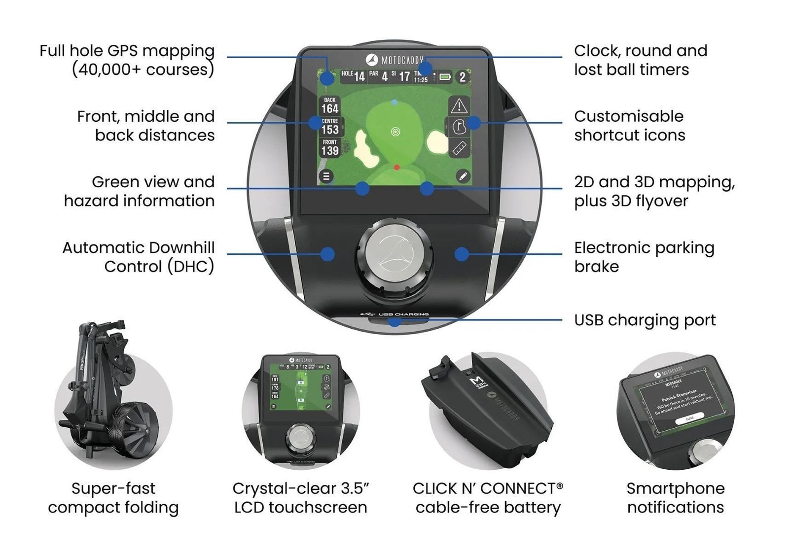 Motocaddy NEW M5 GPS DHC wózek elektryczny, Ultra Lithium