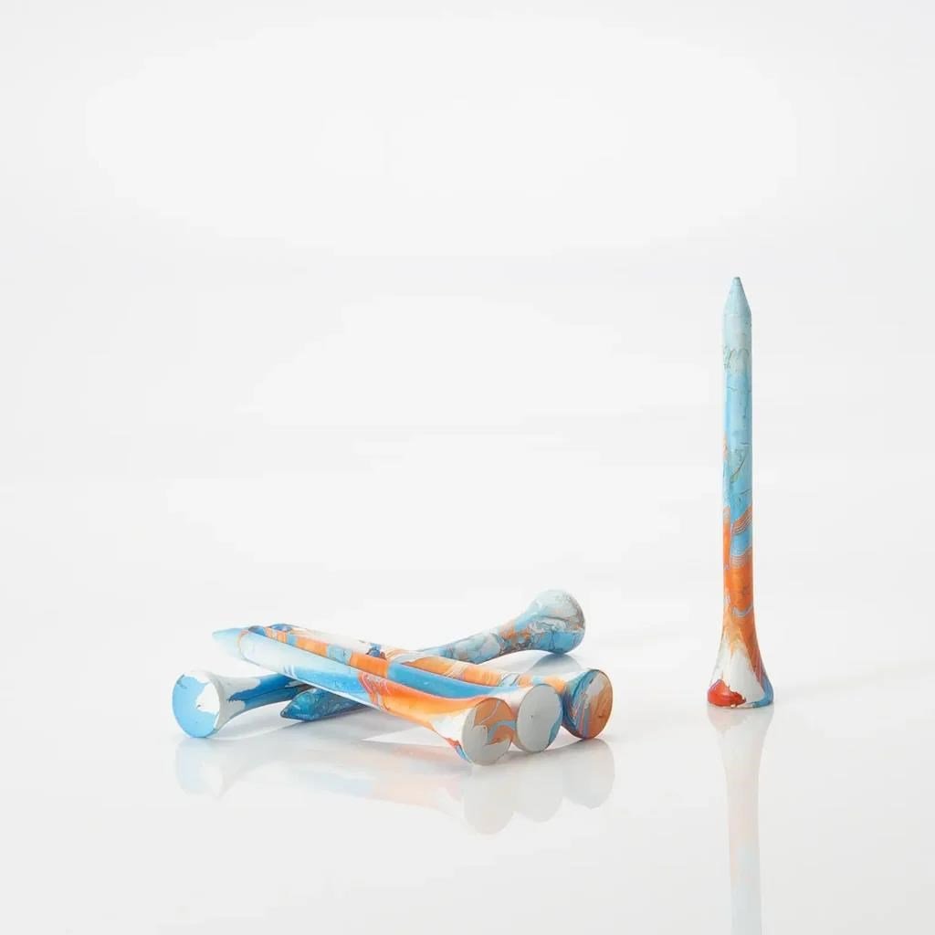 Pride Sports Special Edition Paint Splatter drewniane tee golfowe, 69mm, 45szt., niebieski/pomarańczowe