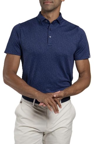KJUS Lance Printed męskie polo, atlanta blue