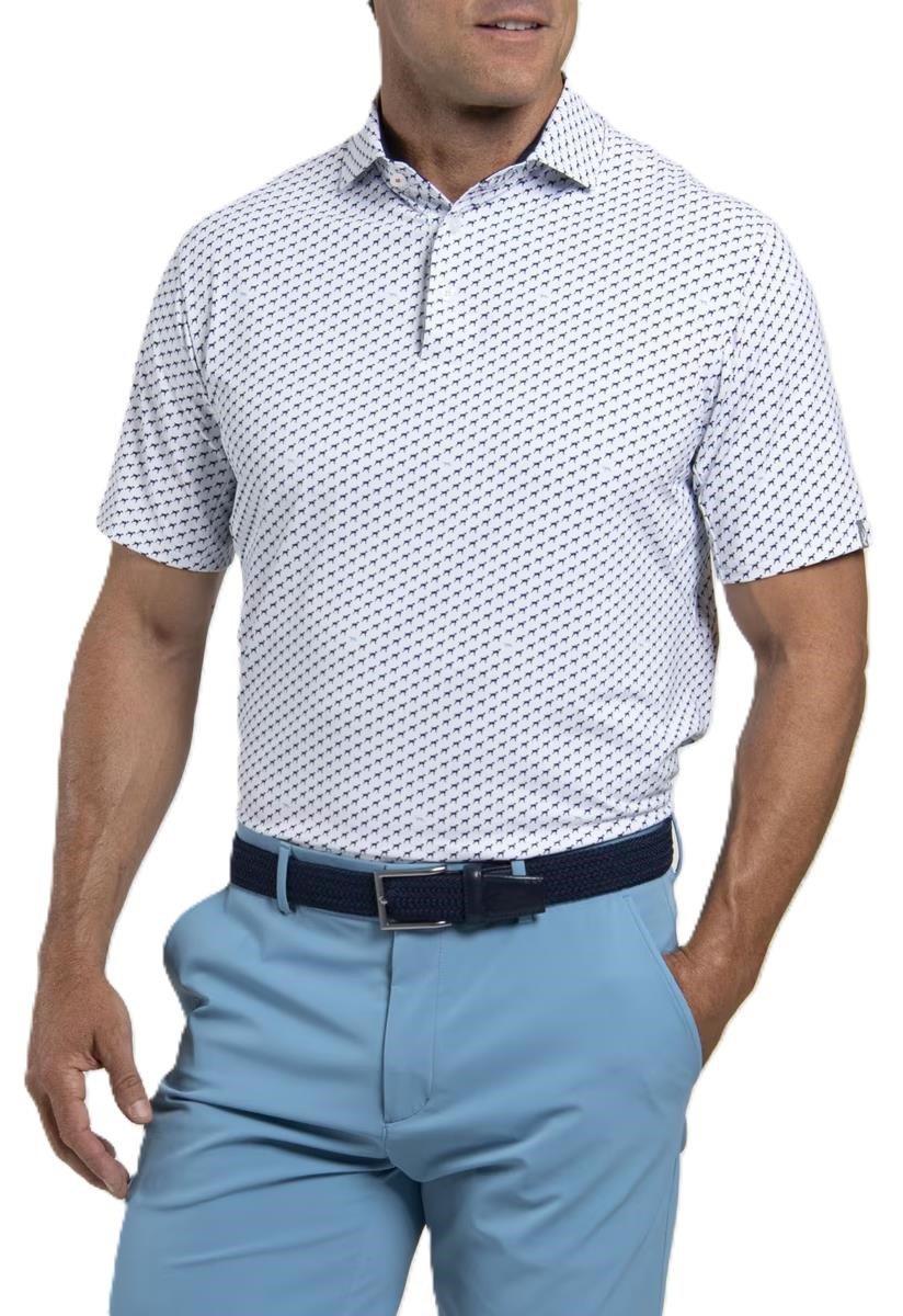 KJUS Golfer męskie polo, white/atlanta blue
