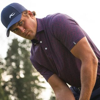 KJUS Golfer męskie polo, rhubarb/atlanta blue