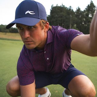 KJUS Golfer męskie polo, rhubarb/atlanta blue