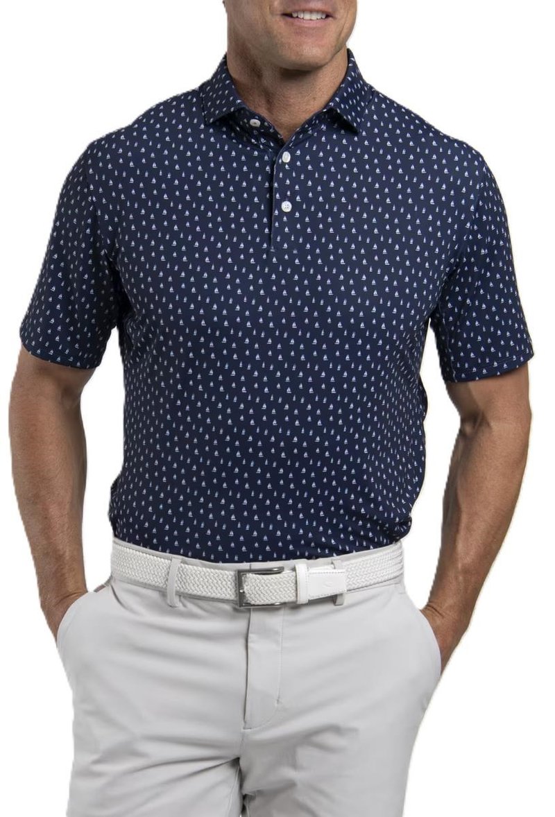 KJUS Golfer męskie polo, atlanta blue/white
