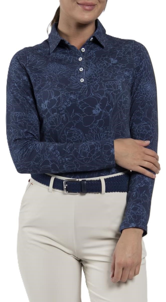 KJUS Hollow Pima Print damskie z długim rękawem, atlanta blue/atlanta blue