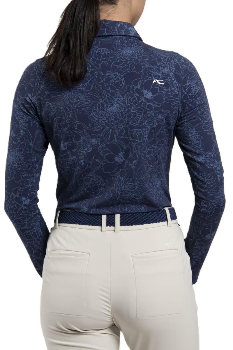 KJUS Hollow Pima Print damskie z długim rękawem, atlanta blue/atlanta blue