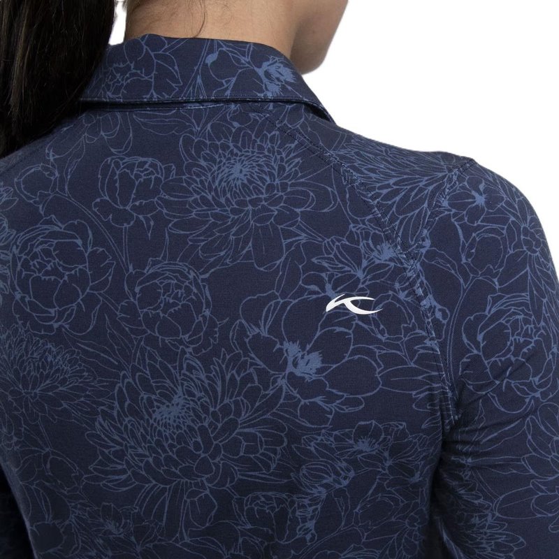 KJUS Hollow Pima Print damskie z długim rękawem, atlanta blue/atlanta blue