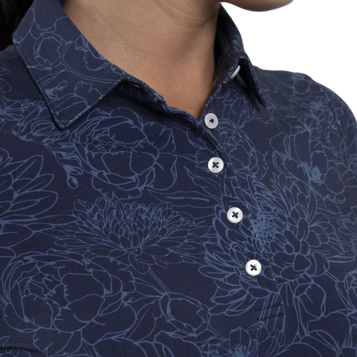 KJUS Hollow Pima Print damskie z długim rękawem, atlanta blue/atlanta blue
