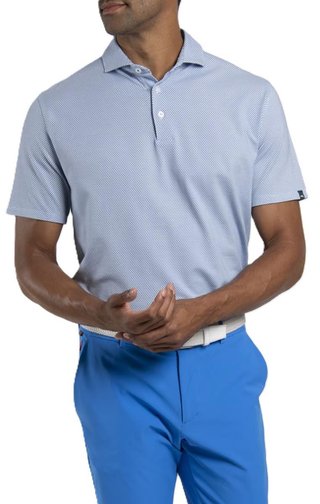 KJUS Hollow Pima Print męskie polo, white/catamaran