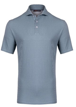 KJUS Hollow Pima Print męskie polo, riverbank/white
