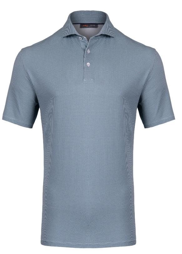 KJUS Hollow Pima Print męskie polo, riverbank/white