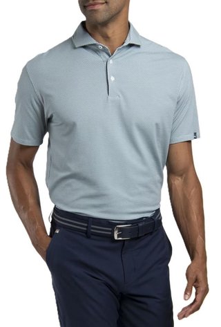 KJUS Hollow Pima Print męskie polo, riverbank/white