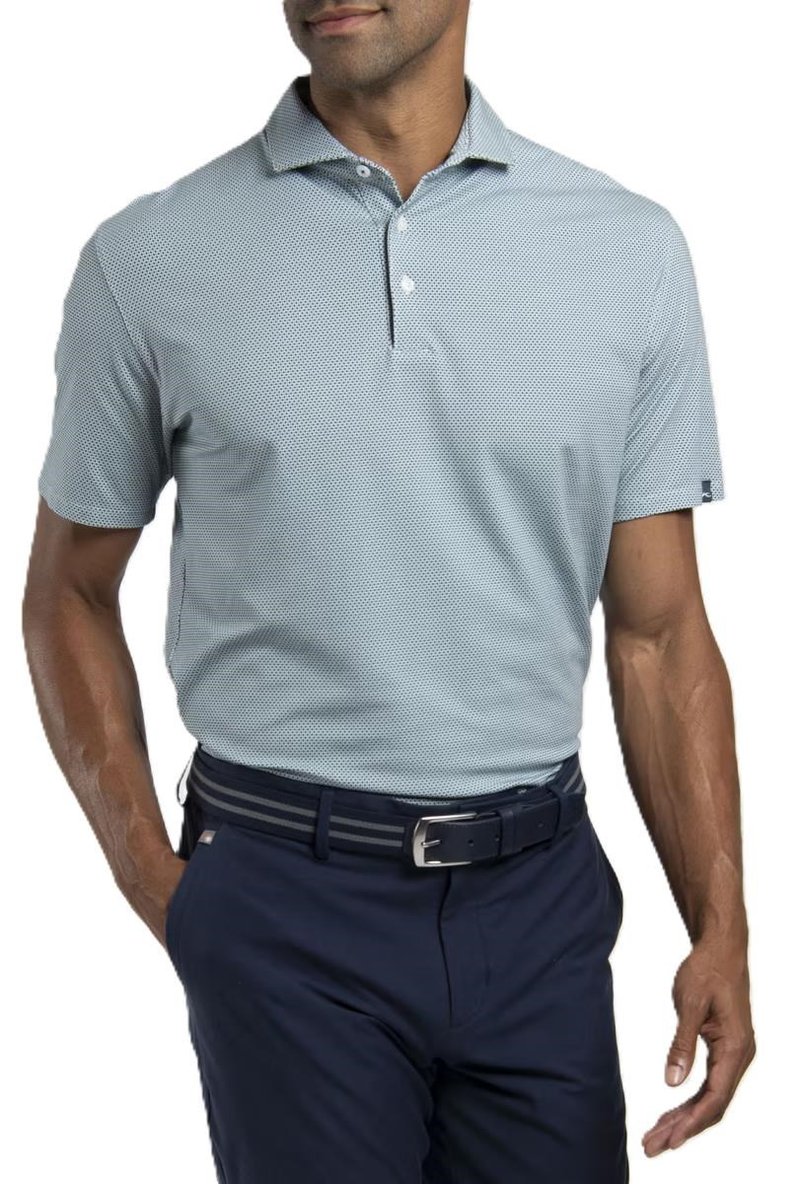 KJUS Hollow Pima Print męskie polo, riverbank/white