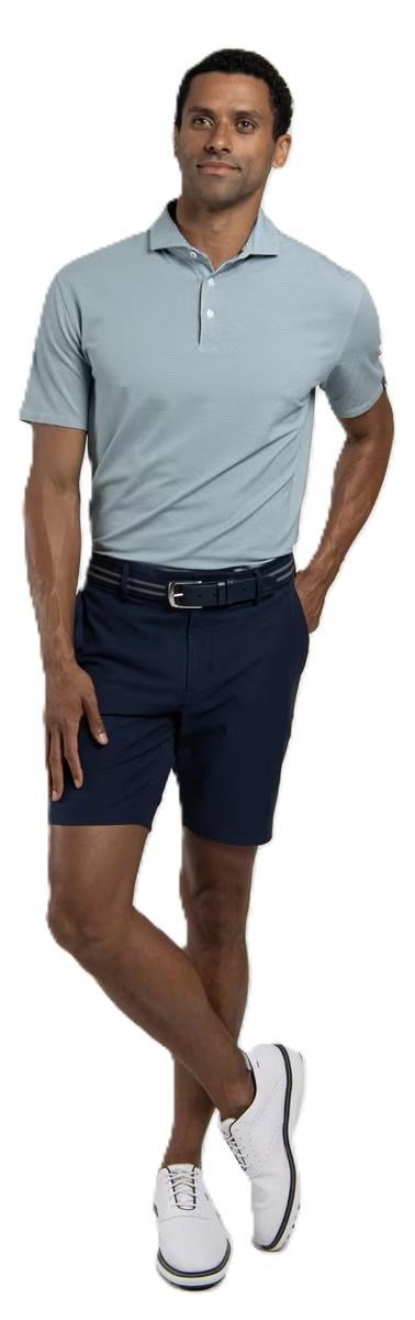 KJUS Hollow Pima Print męskie polo, riverbank/white