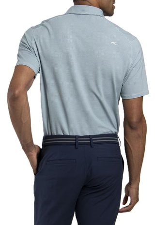 KJUS Hollow Pima Print męskie polo, riverbank/white
