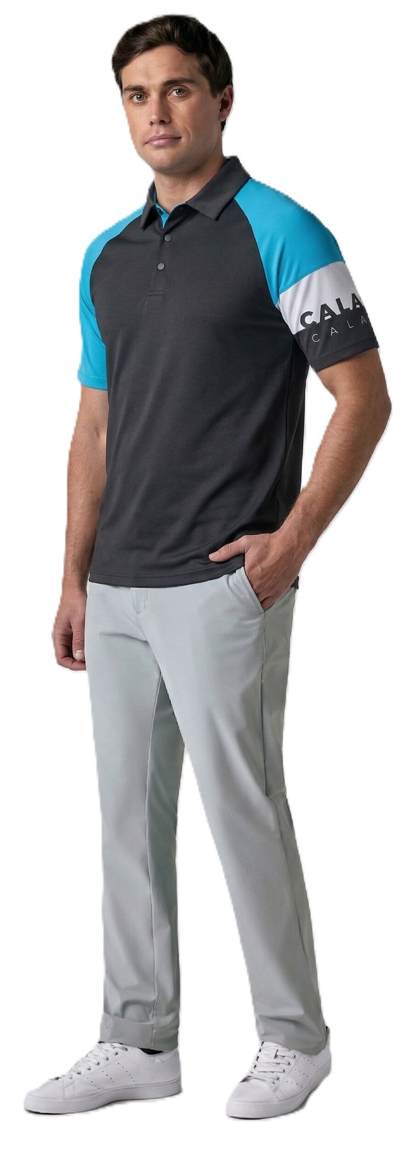Callaway Modern Traveler Premium Mixed Texture męskie polo, anthracite