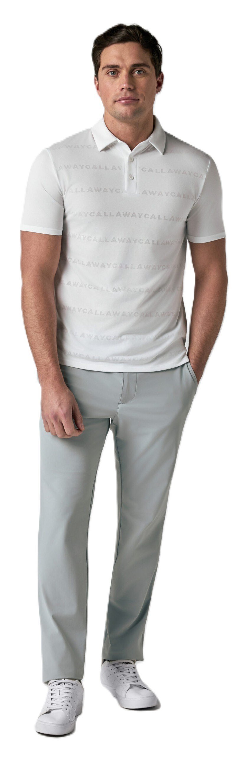 Callaway Mid Century Jacquard męskie polo, białe