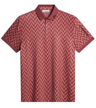 J.Lindeberg Tour Tech Print męskie polo, bridge stack apple butter