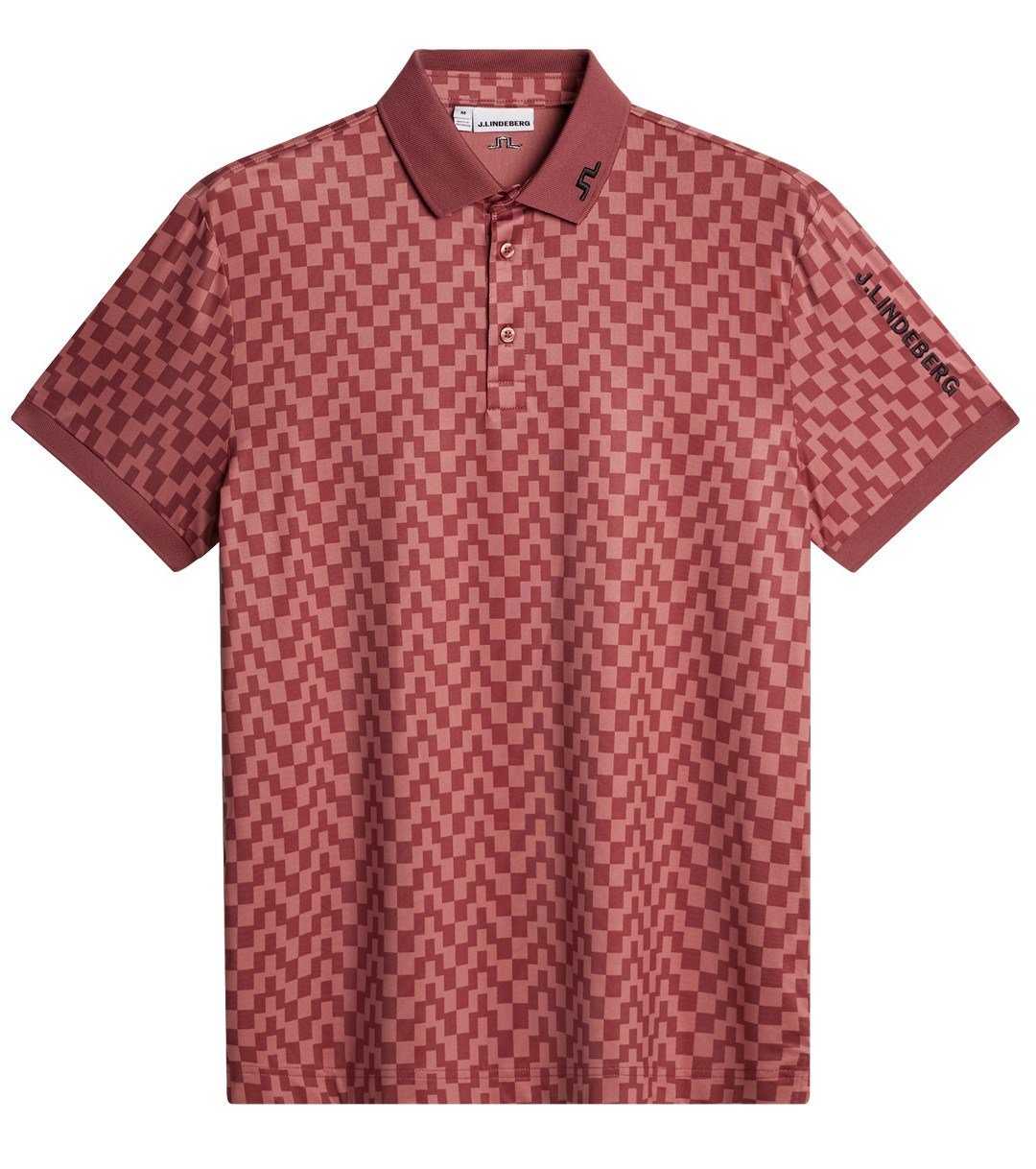 J.Lindeberg Tour Tech Print męskie polo, bridge stack apple butter
